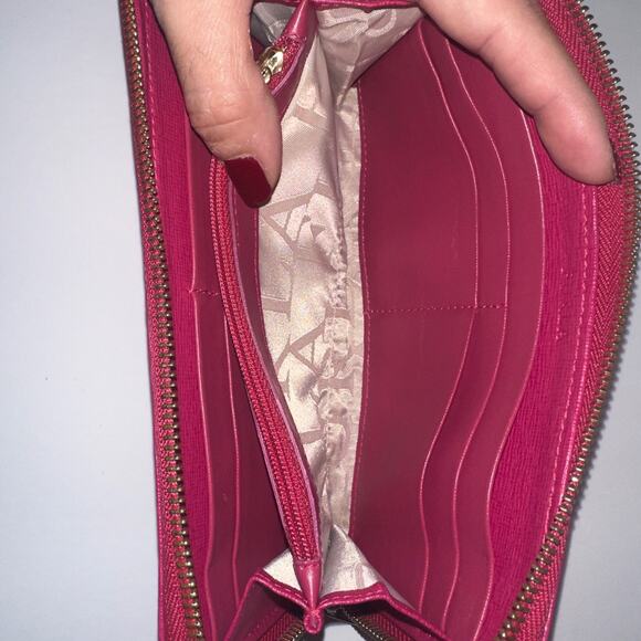 Furla XL Genuine Leather Babylon Continental Zip-around Wallet Color: Pink red - Picture 9 of 14